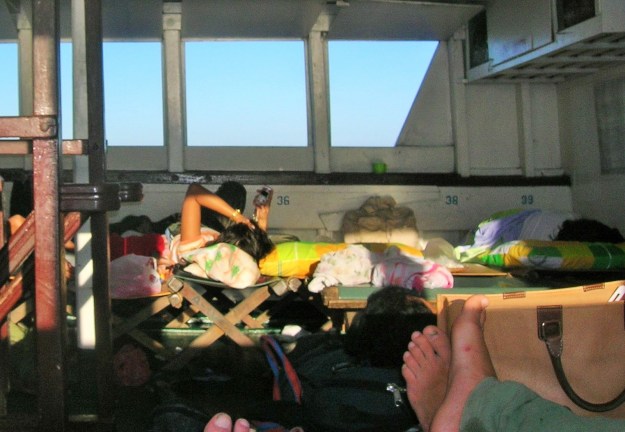 Cramped conditions (wall to wall cots) on thirty-hour ferry ride